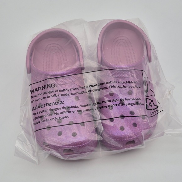 Crocs Classic Clogs Iridescent Glitter Hydrangea Women's Size 9 Shoes Purple - Picture 2 of 12